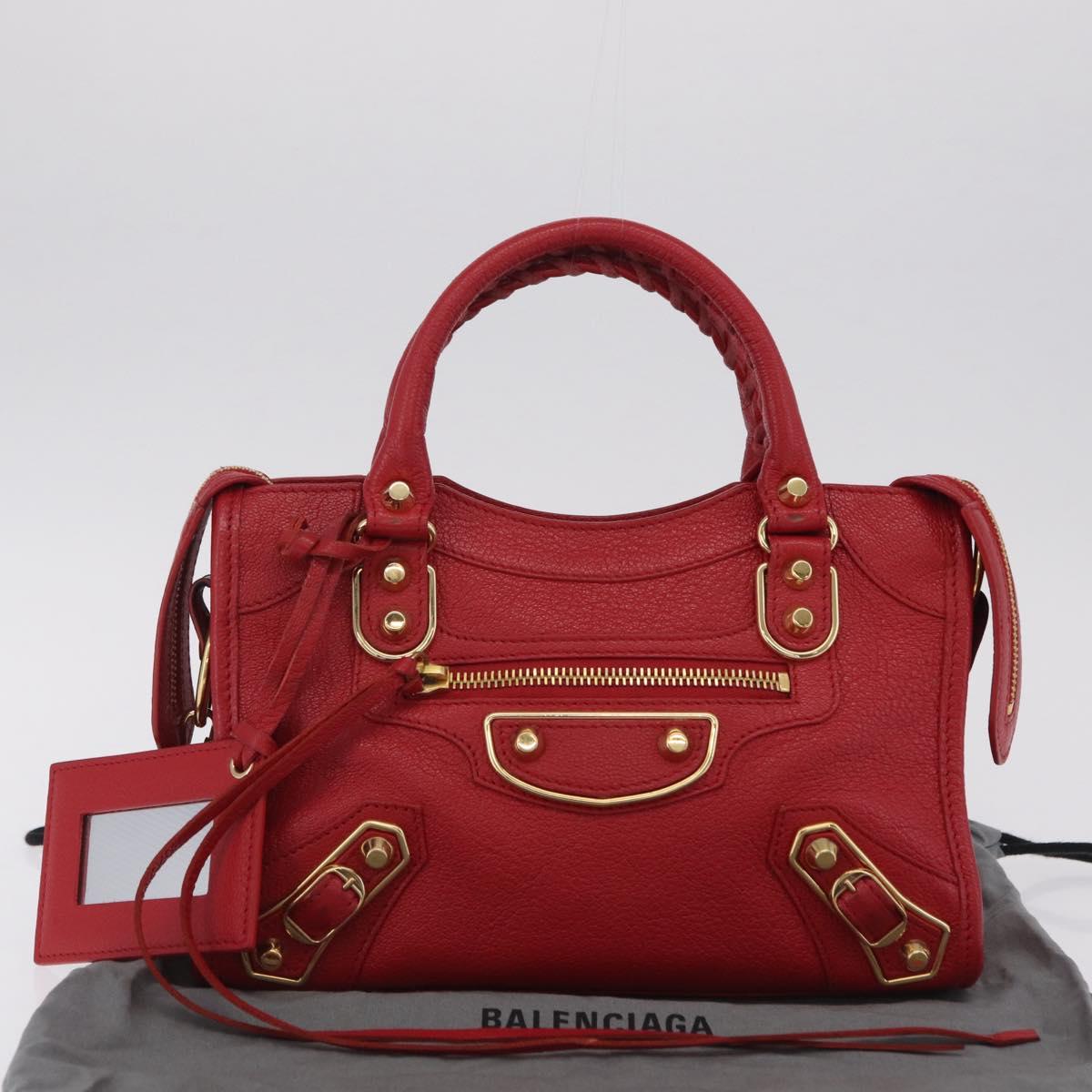 Balenciaga Classic Metal Edge Mini City Hand Bag Leather 390160 Auth ep16663M