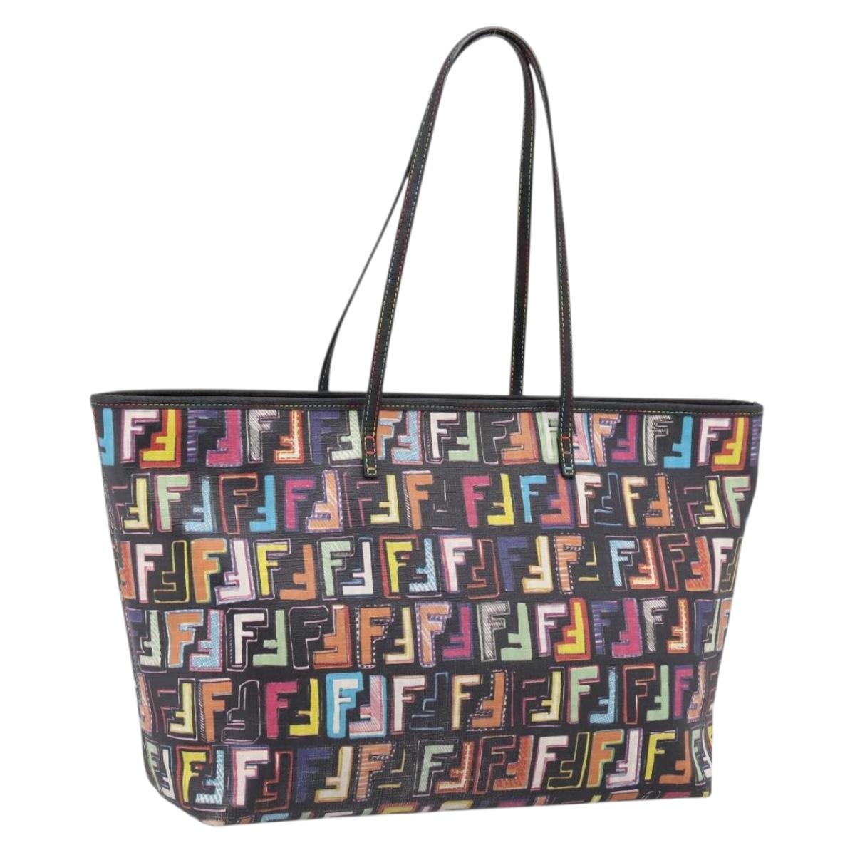 FENDI Zucca Canvas Tote Bag PVC Leather Multicolor 8BH185 Auth ep16667V