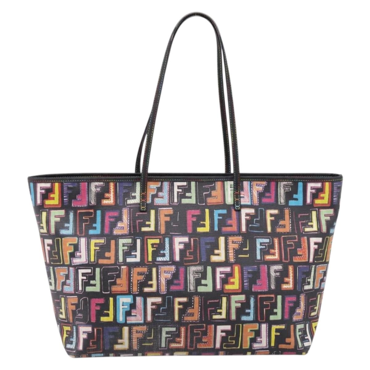 FENDI Zucca Canvas Tote Bag PVC Leather Multicolor 8BH185 Auth ep16667V