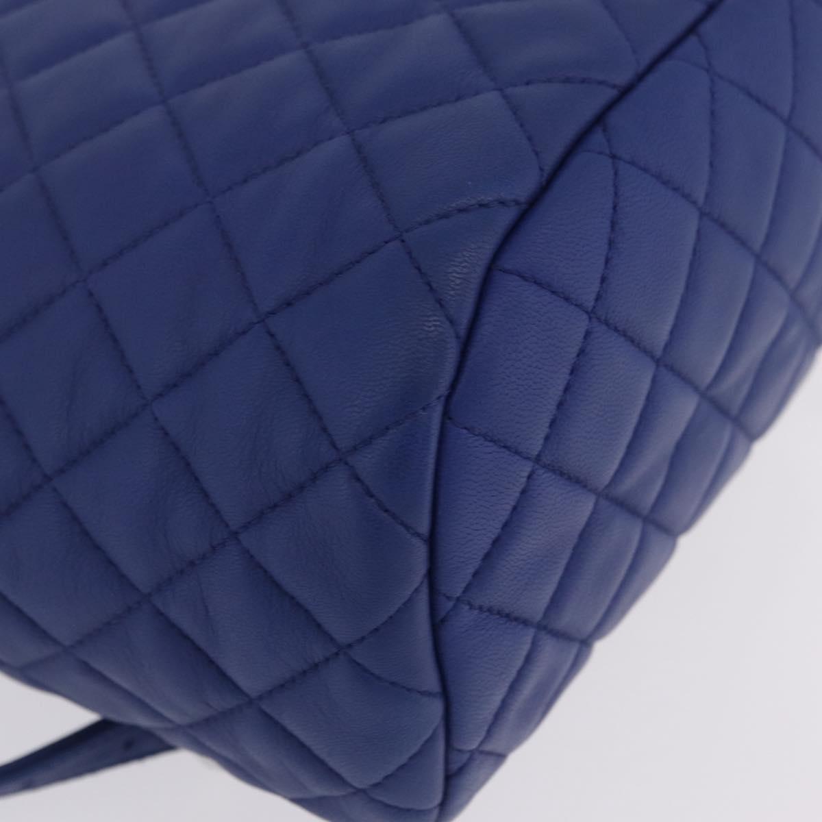 CHANEL Matelasse Chain Backpack Lamb Skin Blue Silver CC Auth ep16668SAM