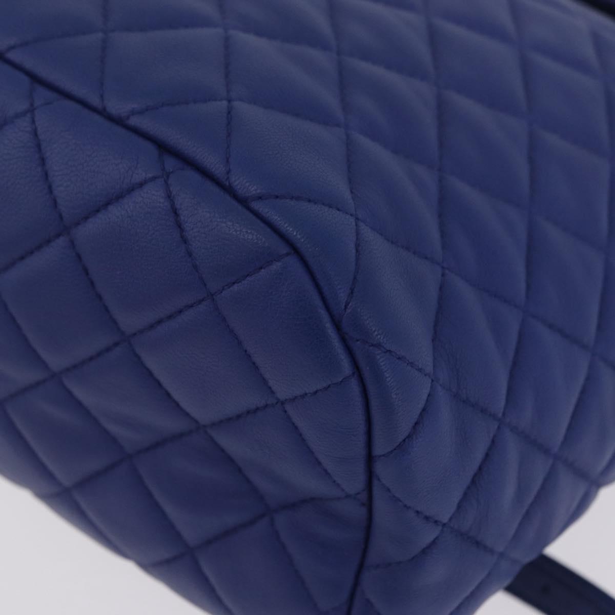CHANEL Matelasse Chain Backpack Lamb Skin Blue Silver CC Auth ep16668SAM