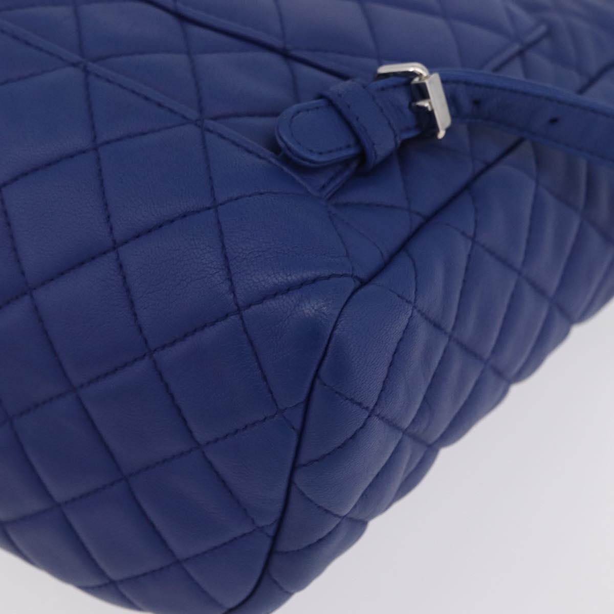 CHANEL Matelasse Chain Backpack Lamb Skin Blue Silver CC Auth ep16668SAM