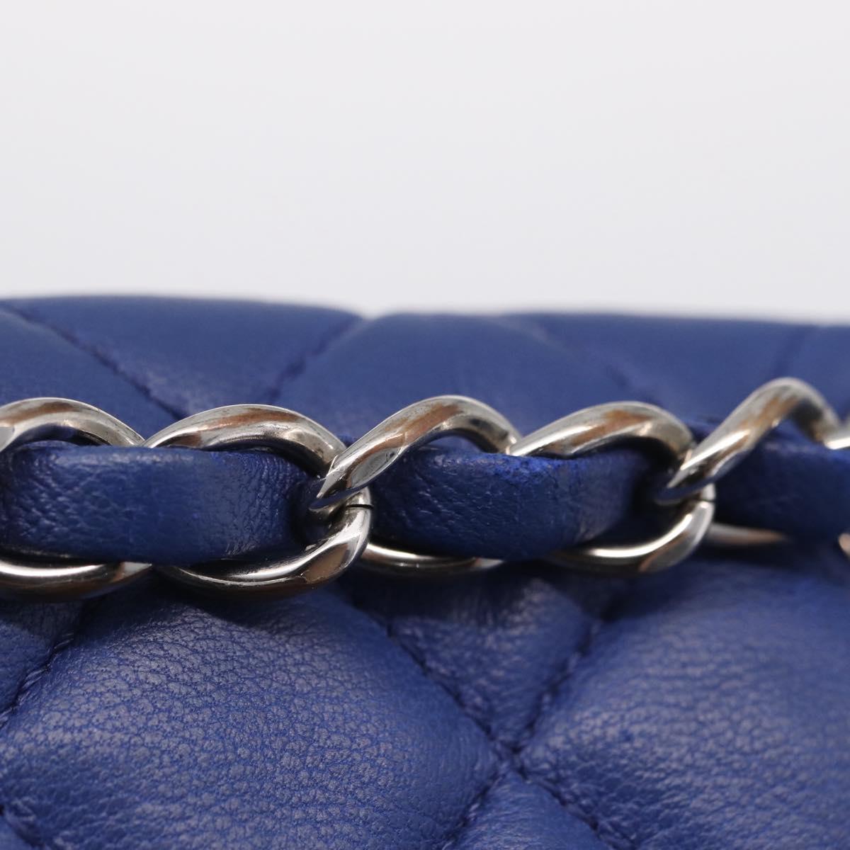 CHANEL Matelasse Chain Backpack Lamb Skin Blue Silver CC Auth ep16668SAM
