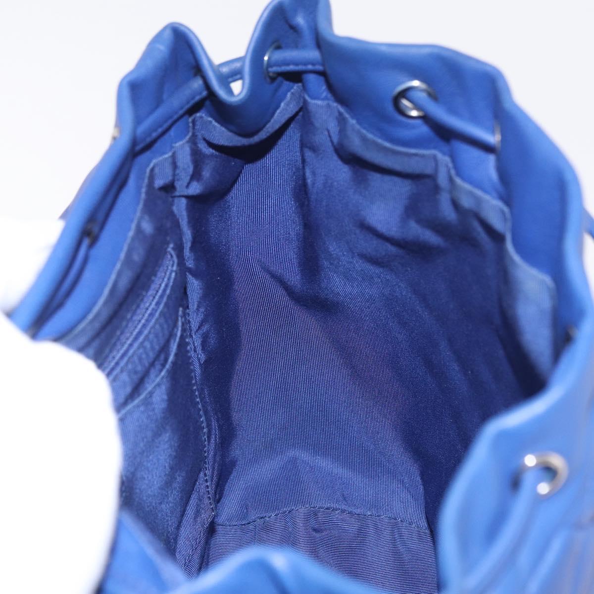 CHANEL Matelasse Chain Backpack Lamb Skin Blue Silver CC Auth ep16668SAM