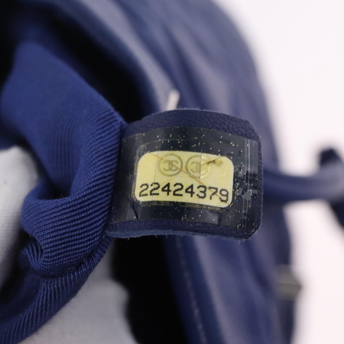 CHANEL Matelasse Chain Backpack Lamb Skin Blue Silver CC Auth ep16668SAM