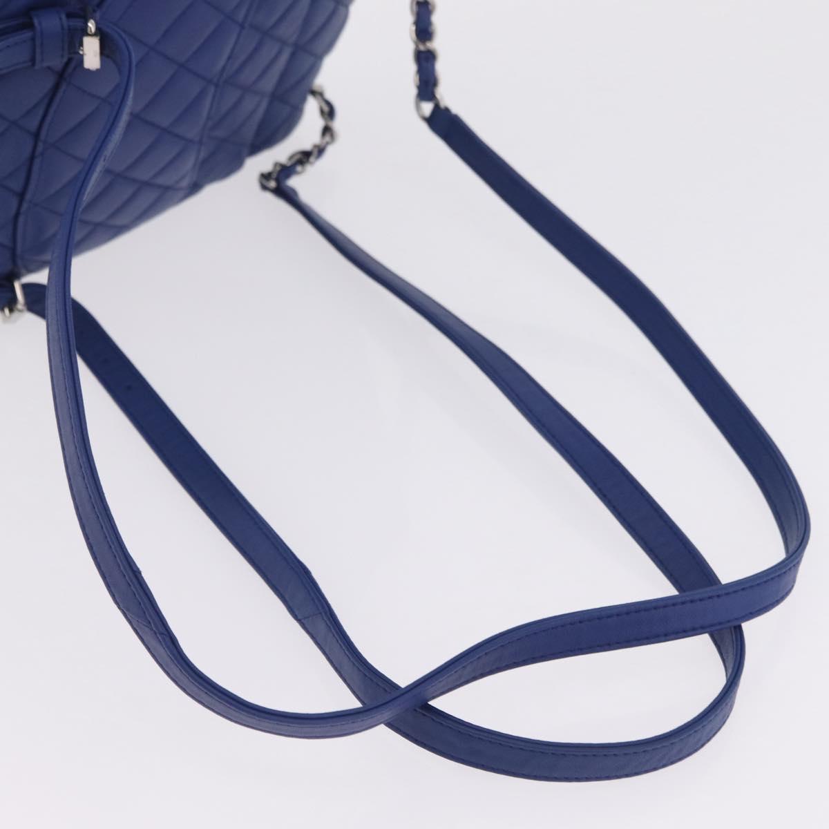 CHANEL Matelasse Chain Backpack Lamb Skin Blue Silver CC Auth ep16668SAM