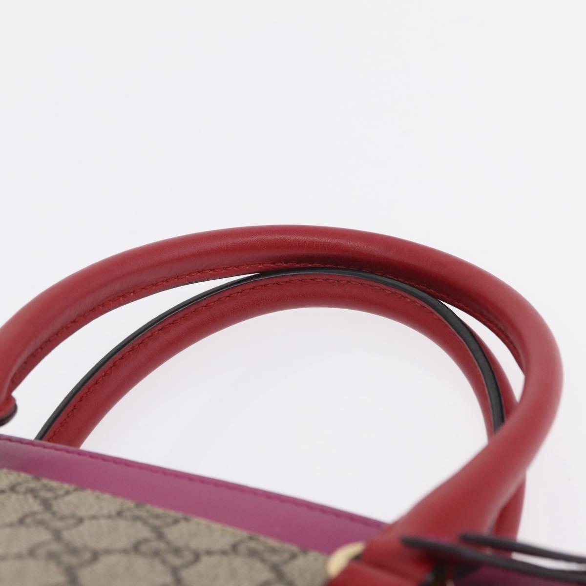 GUCCI GG Supreme Hand Bag PVC 2way Beige Gold Tone 409534 Auth ep16669V