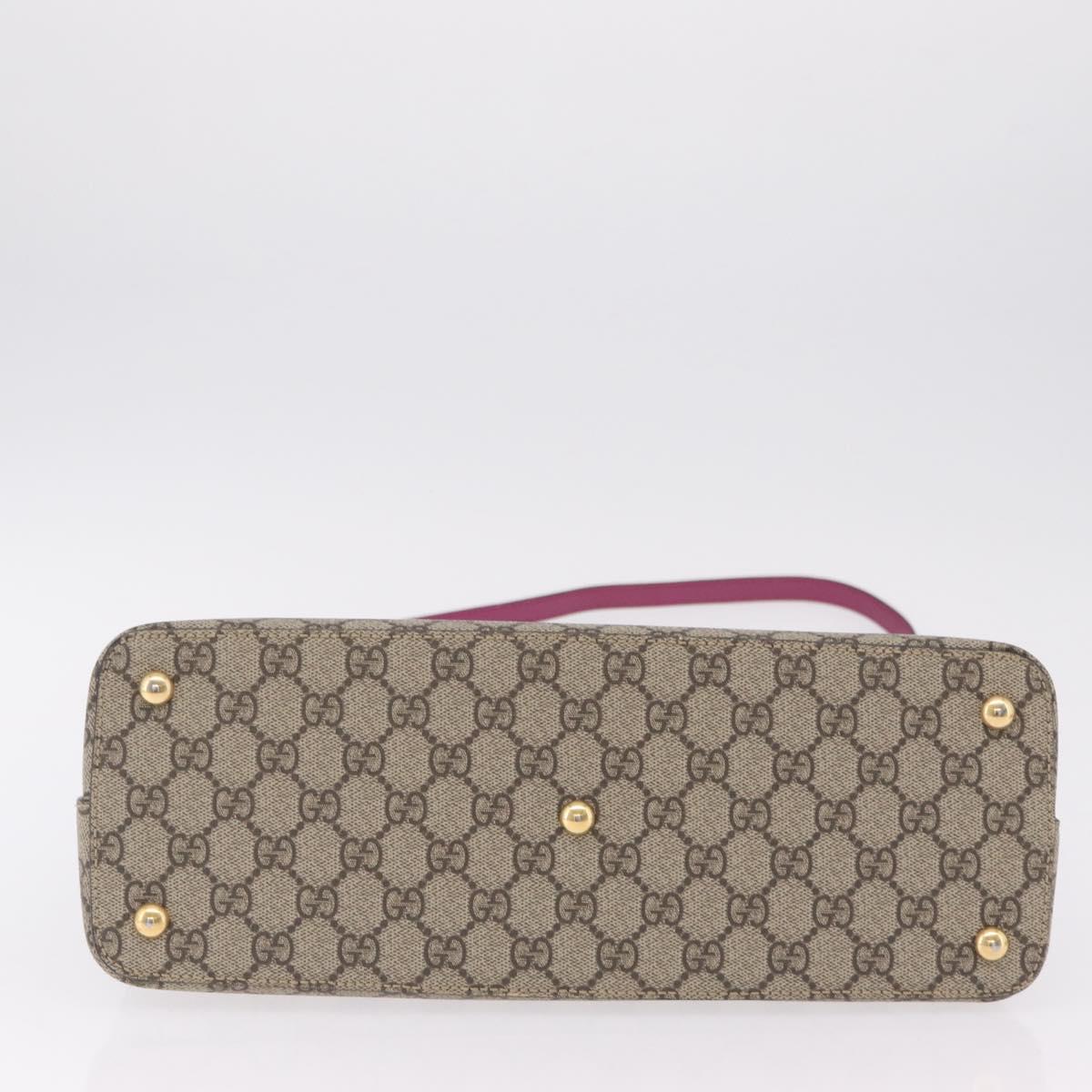 GUCCI GG Supreme Hand Bag PVC 2way Beige Gold Tone 409534 Auth ep16669V