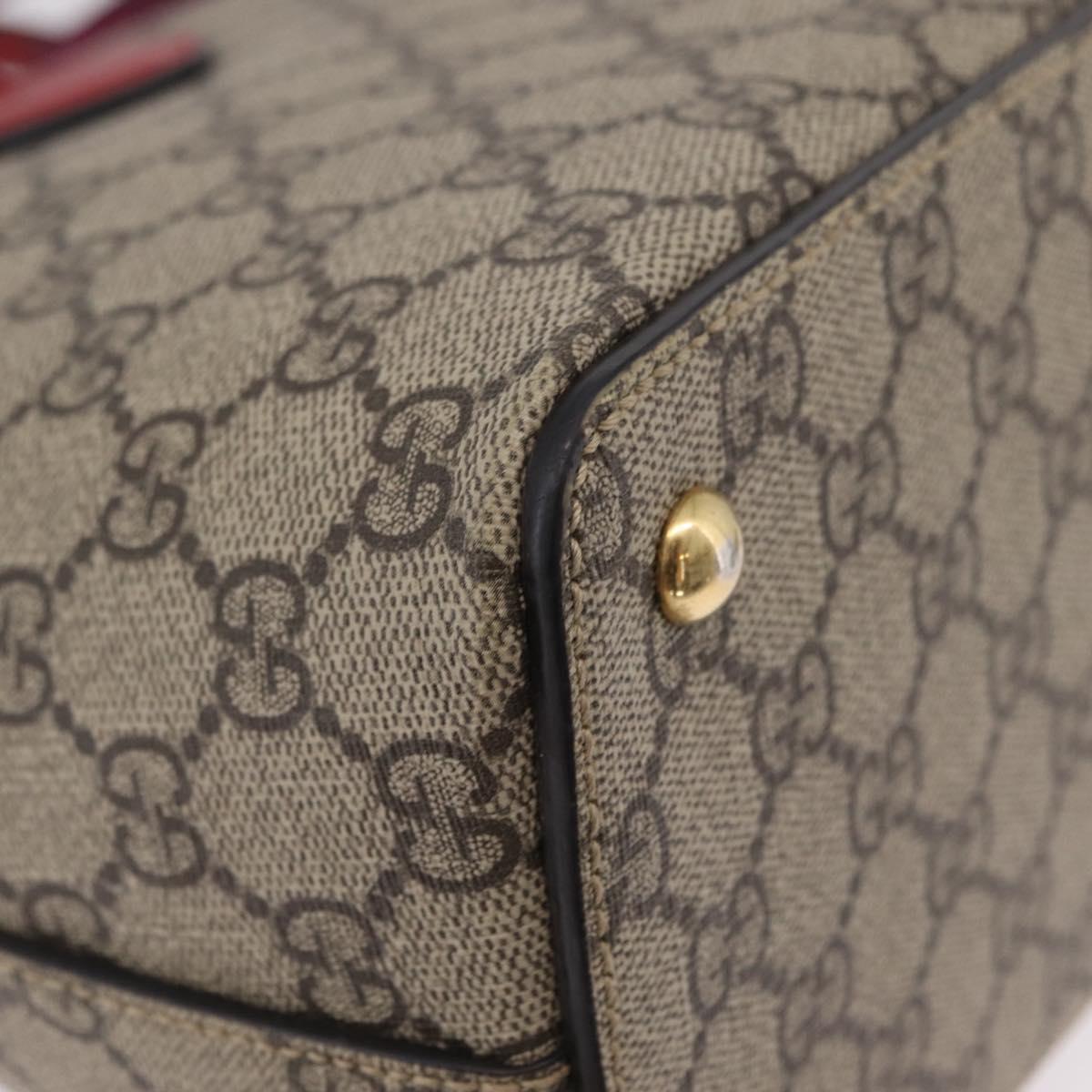 GUCCI GG Supreme Hand Bag PVC 2way Beige Gold Tone 409534 Auth ep16669V