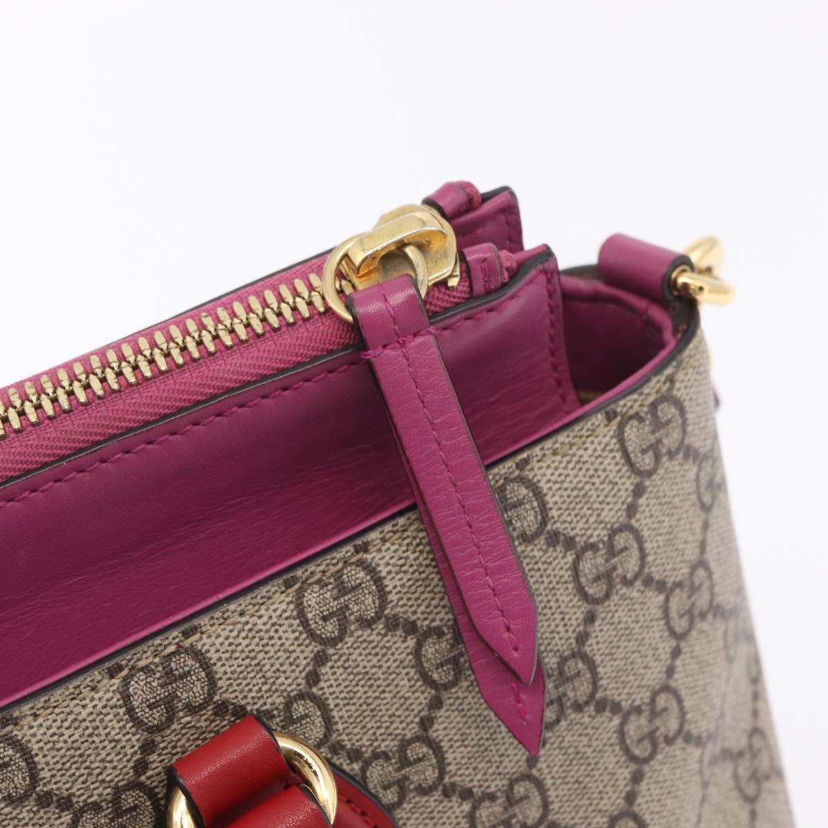 GUCCI GG Supreme Hand Bag PVC 2way Beige Gold Tone 409534 Auth ep16669V