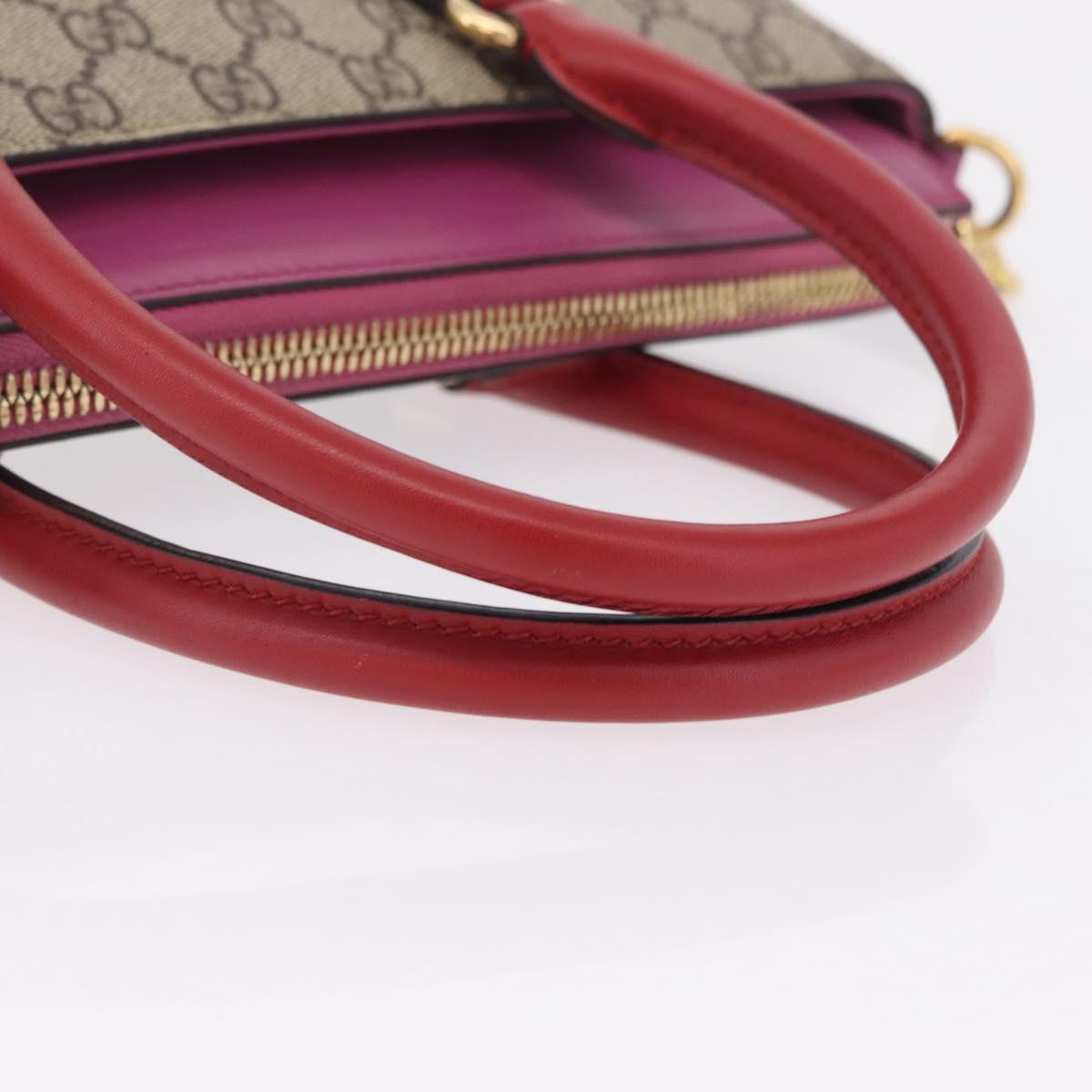 GUCCI GG Supreme Hand Bag PVC 2way Beige Gold Tone 409534 Auth ep16669V