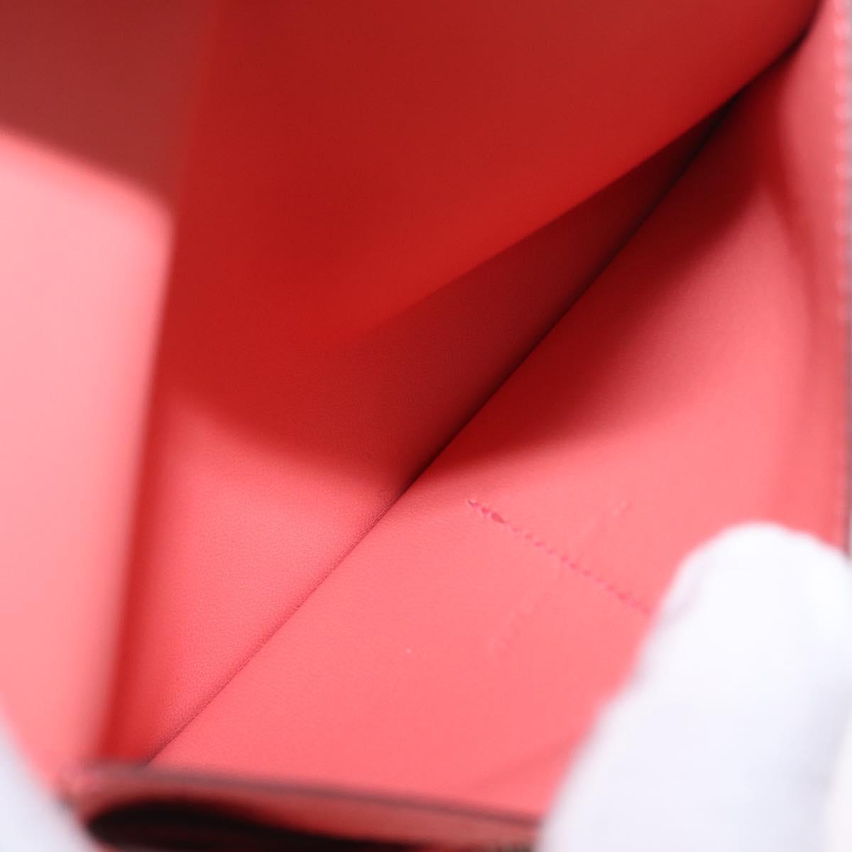 HERMES Dogon Compact Bifold Wallet Leather Pink Silver Auth ep16674SM