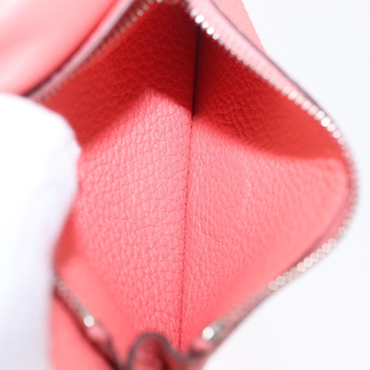 HERMES Dogon Compact Bifold Wallet Leather Pink Silver Auth ep16674SM