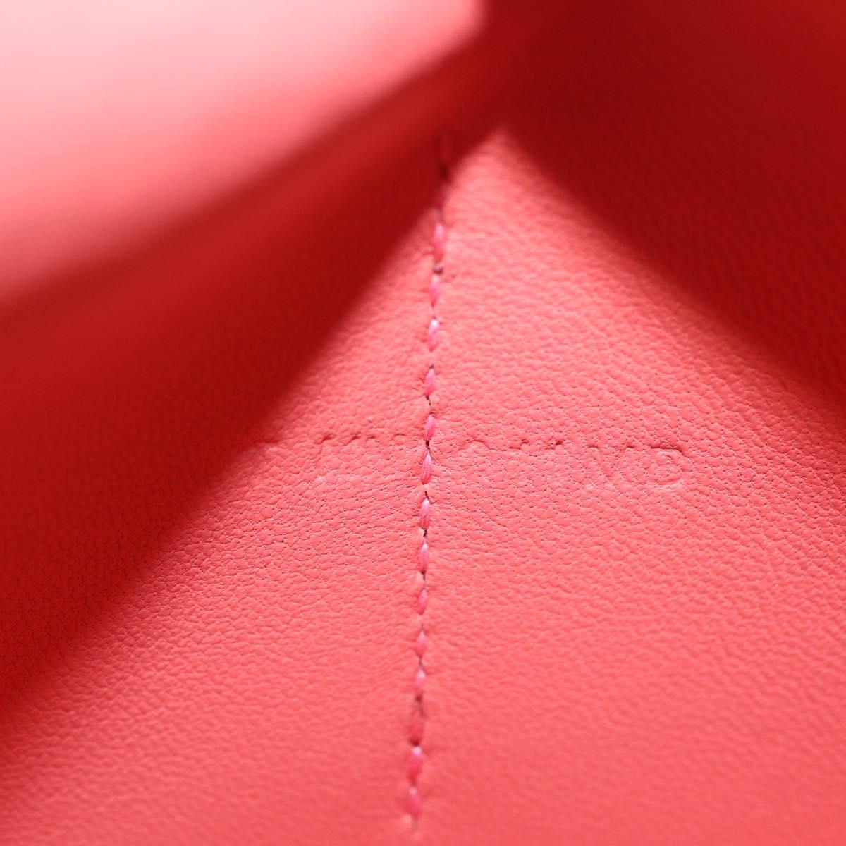 HERMES Dogon Compact Bifold Wallet Leather Pink Silver Auth ep16674SM