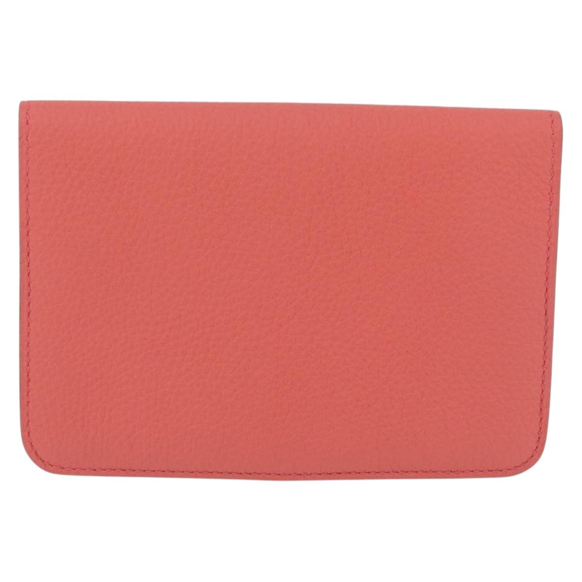 HERMES Dogon Compact Bifold Wallet Leather Pink Silver Auth ep16674SM