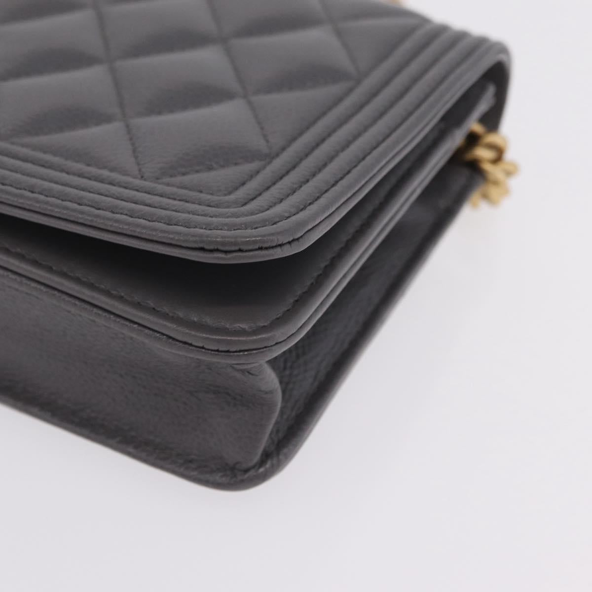CHANEL Boy Chanel Matelasse Chain Shoulder Wallet Caviar Skin CC Auth ep16675SAM