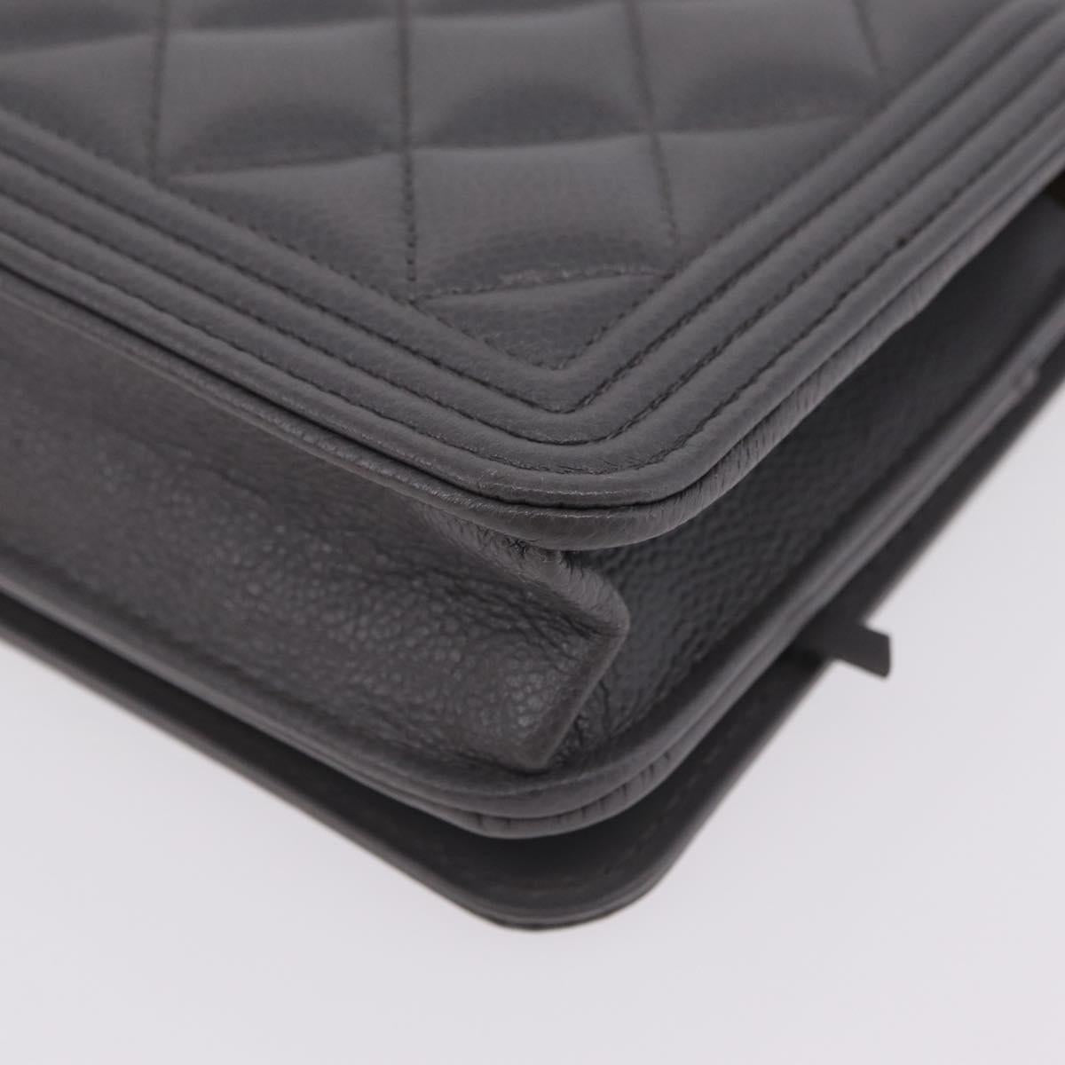 CHANEL Boy Chanel Matelasse Chain Shoulder Wallet Caviar Skin CC Auth ep16675SAM