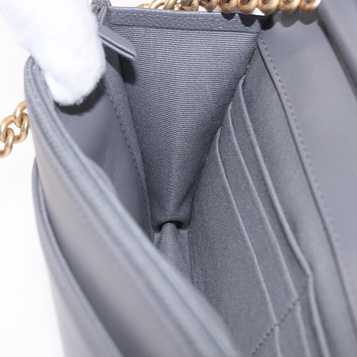 CHANEL Boy Chanel Matelasse Chain Shoulder Wallet Caviar Skin CC Auth ep16675SAM