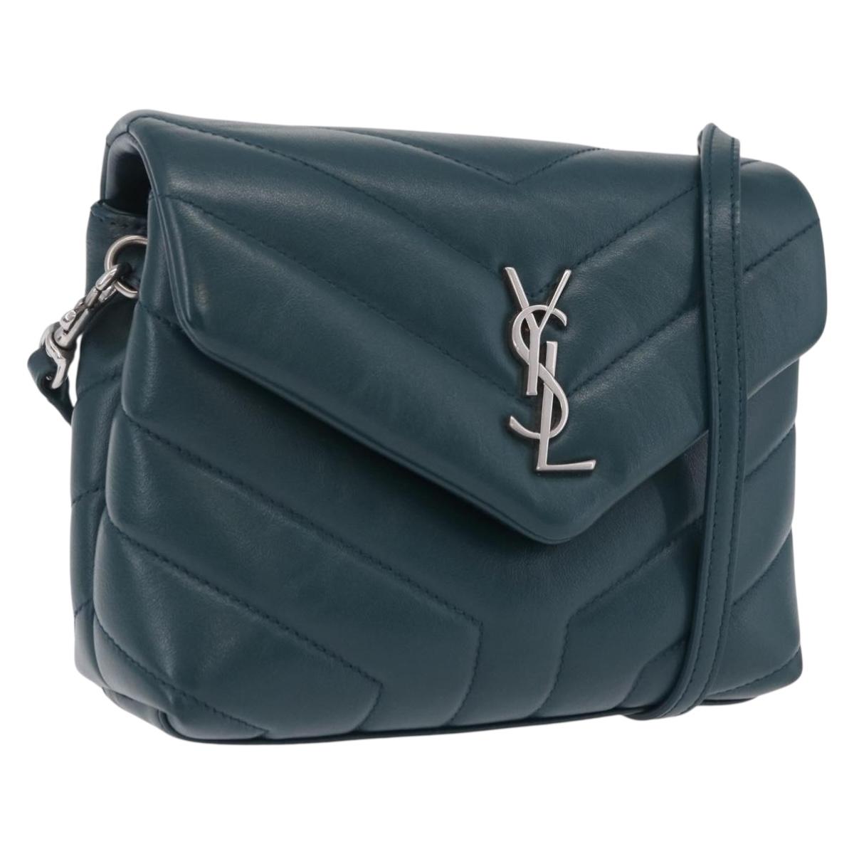 Saint Laurent Lulu Shoulder Bag Leather Green Silver 467072 Auth ep16676M