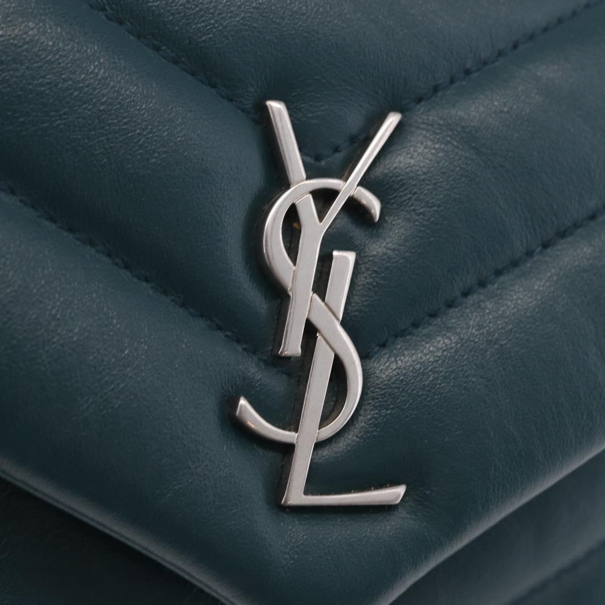 Saint Laurent Lulu Shoulder Bag Leather Green Silver 467072 Auth ep16676M