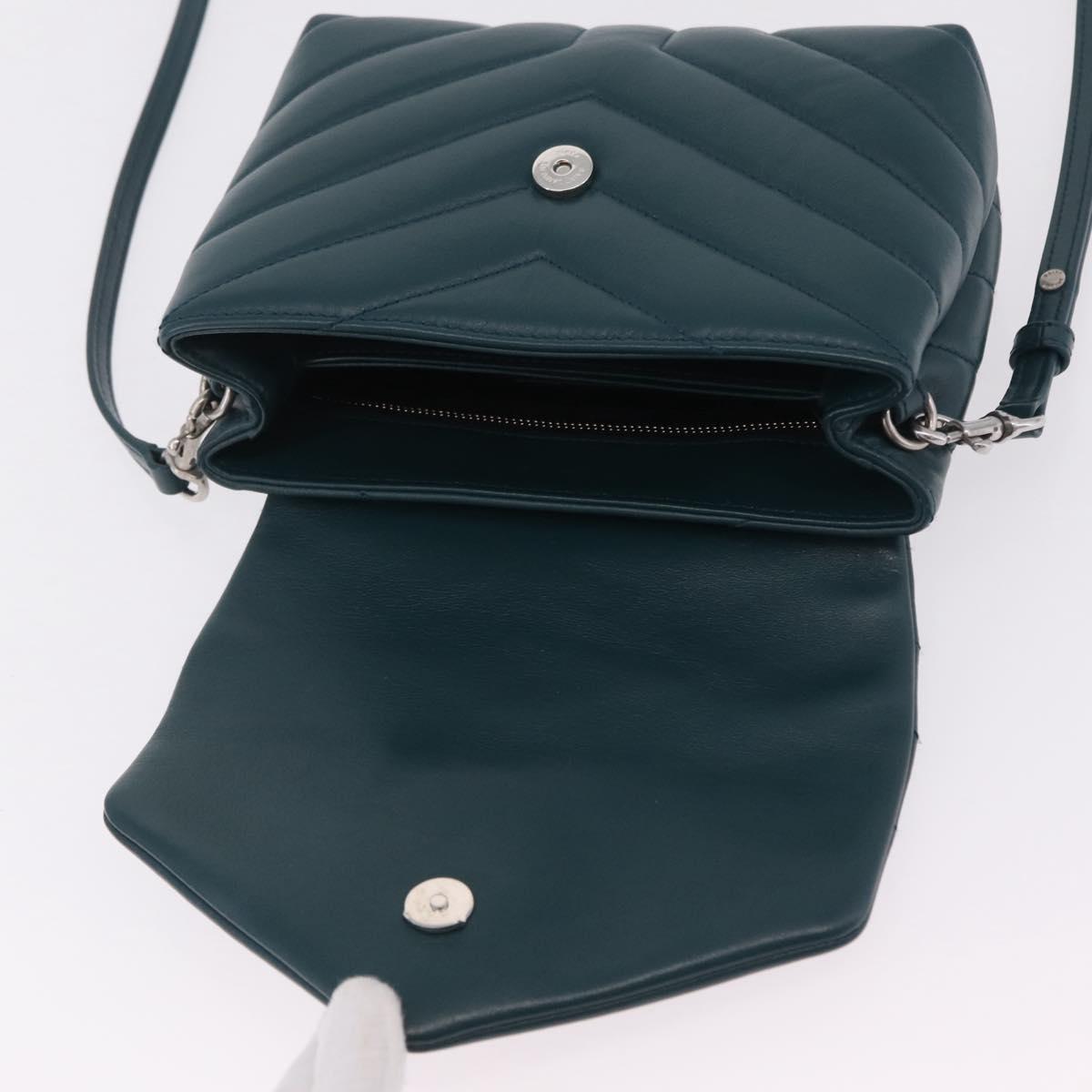 Saint Laurent Lulu Shoulder Bag Leather Green Silver 467072 Auth ep16676M