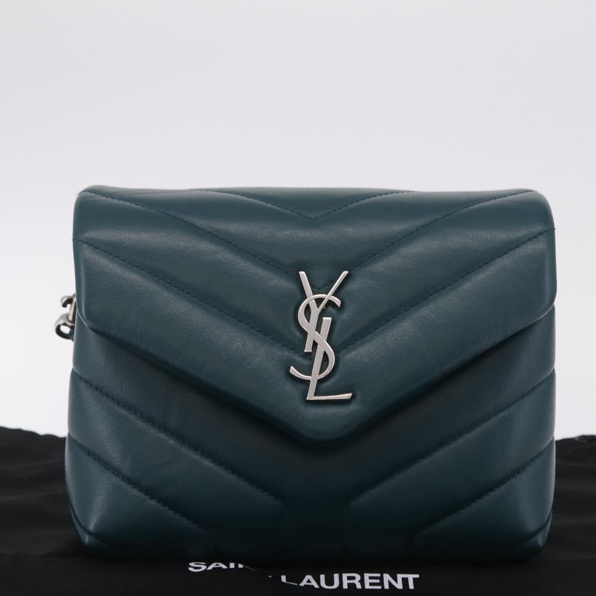 Saint Laurent Lulu Shoulder Bag Leather Green Silver 467072 Auth ep16676M