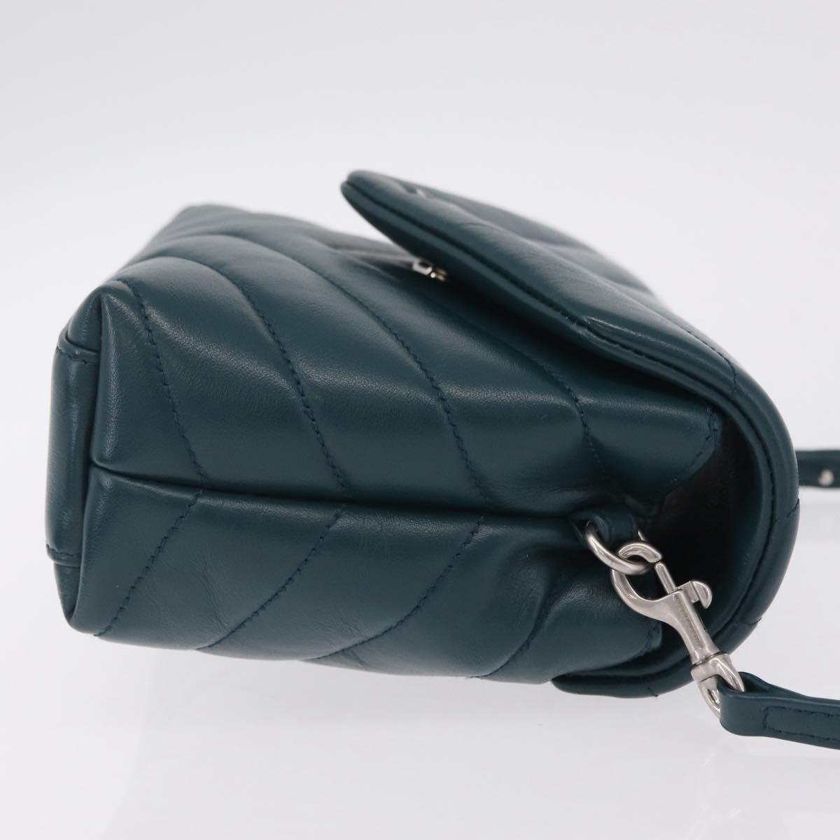 Saint Laurent Lulu Shoulder Bag Leather Green Silver 467072 Auth ep16676M