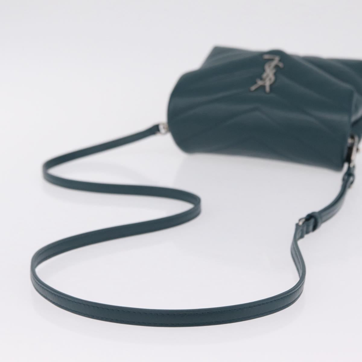 Saint Laurent Lulu Shoulder Bag Leather Green Silver 467072 Auth ep16676M
