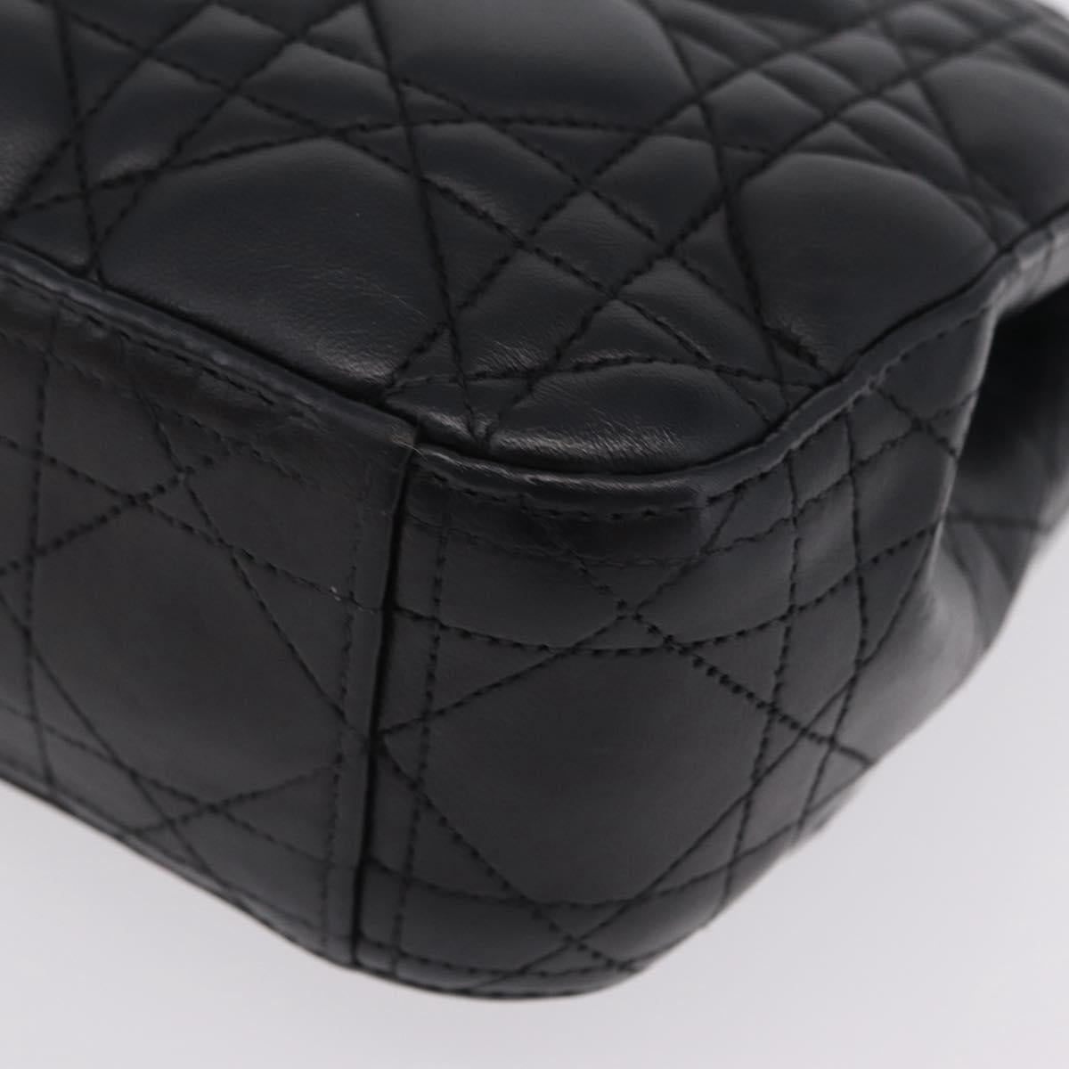Christian Dior Canage Chain Shoulder Bag Leather Black Silver Auth ep16680M