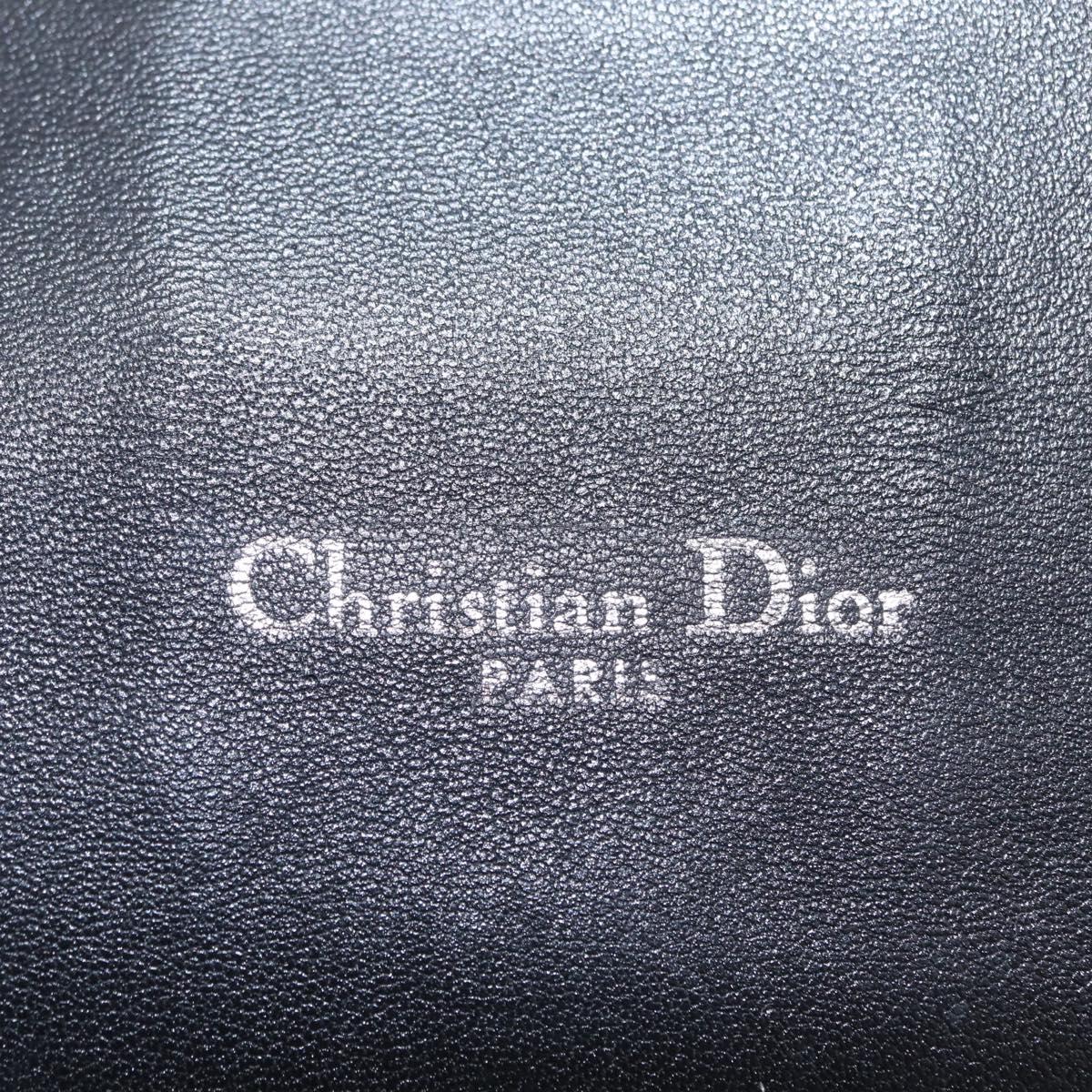 Christian Dior Canage Chain Shoulder Bag Leather Black Silver Auth ep16680M