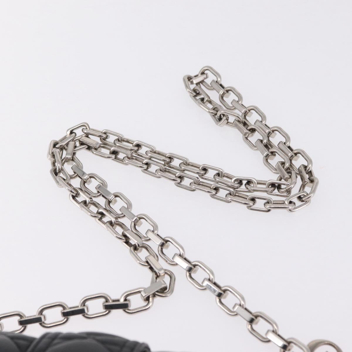 Christian Dior Canage Chain Shoulder Bag Leather Black Silver Auth ep16680M
