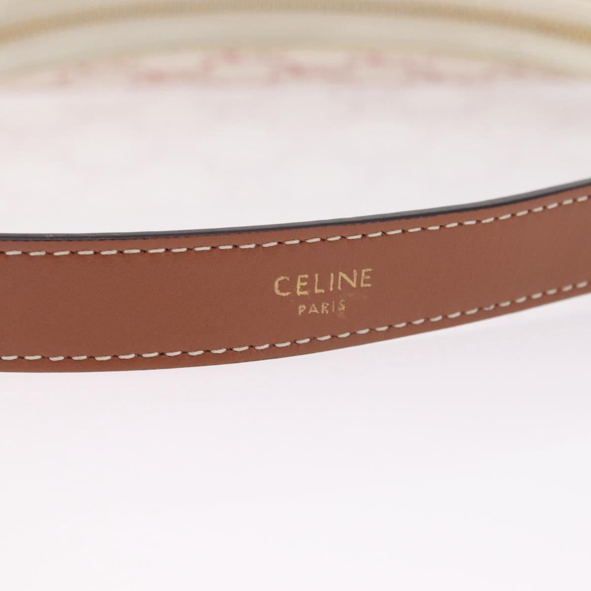 CELINE Triomphe Ava Shoulder Bag PVC Leather White Gold Tone Auth ep16681M