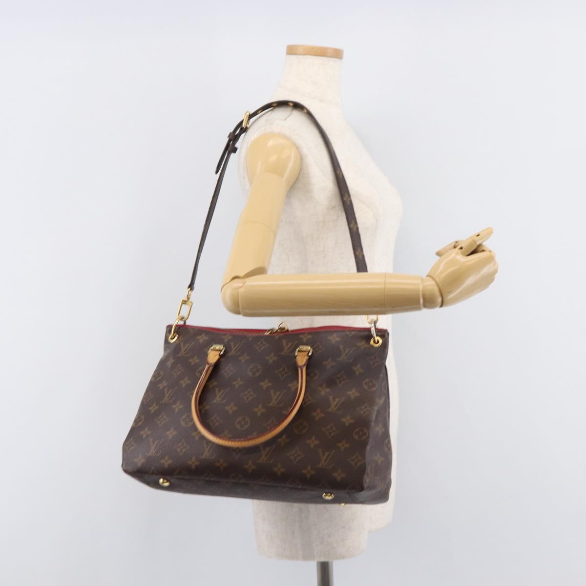 LOUIS VUITTON Monogram Pallas MM Hand Bag 2way Red M41175 LV Auth ep16689A
