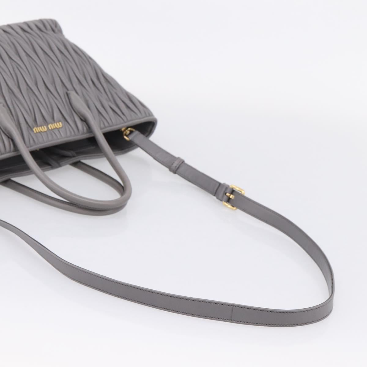 Miu Miu Matelasse Hand Bag Leather 2way Gray Gold Tone Auth ep16690V