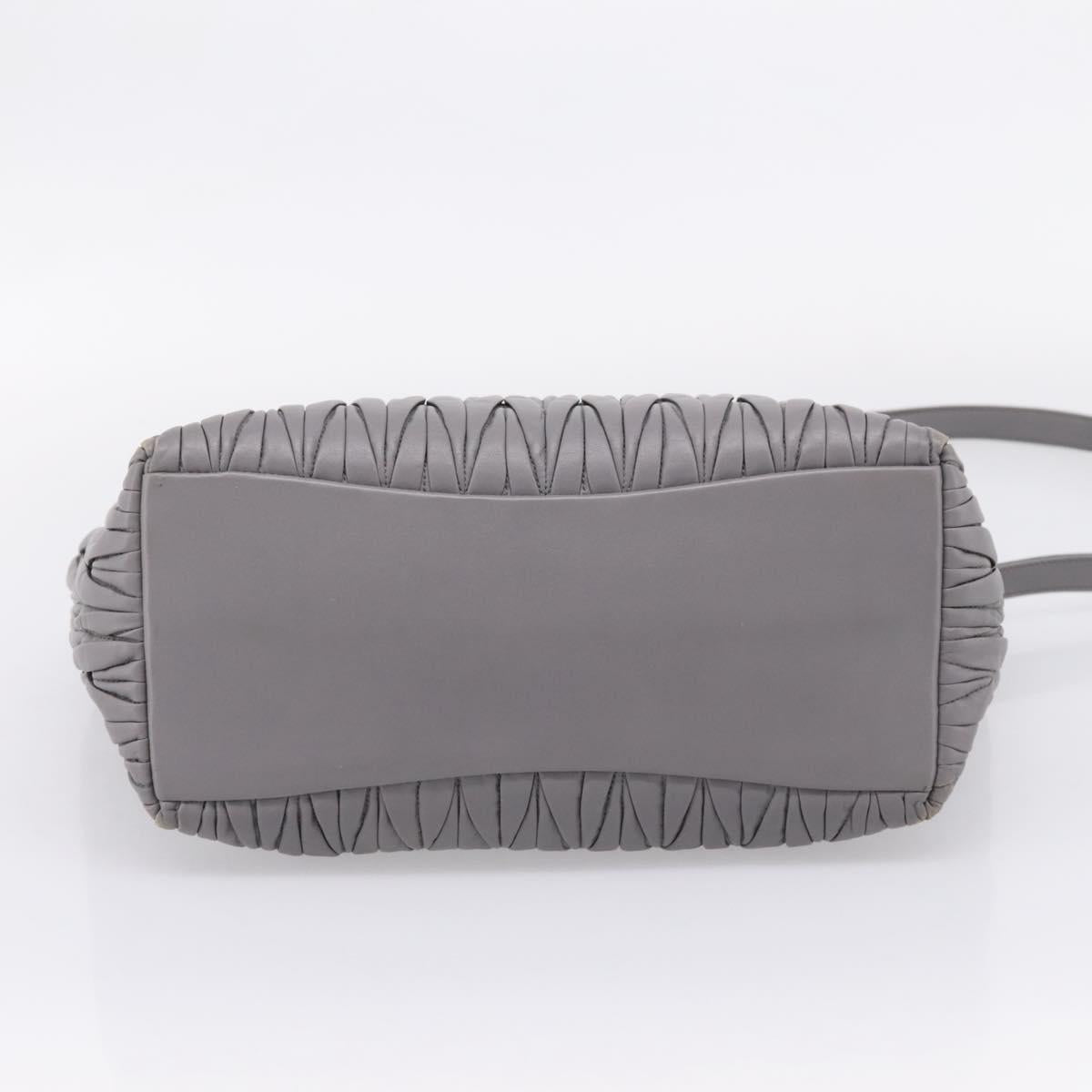 Miu Miu Matelasse Hand Bag Leather 2way Gray Gold Tone Auth ep16690V