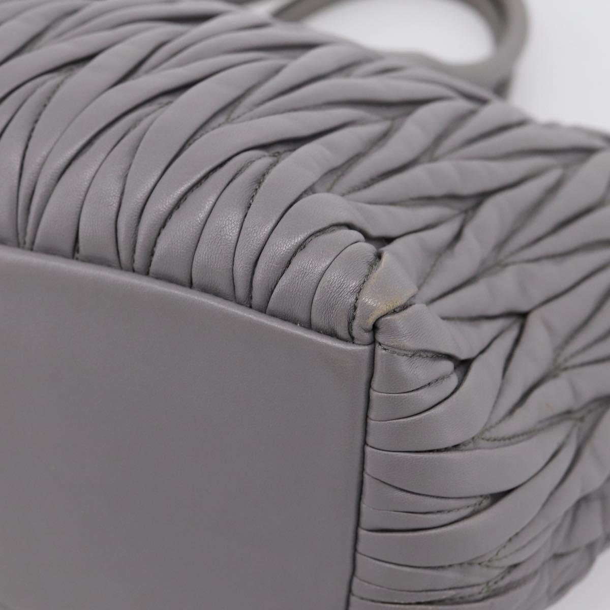 Miu Miu Matelasse Hand Bag Leather 2way Gray Gold Tone Auth ep16690V
