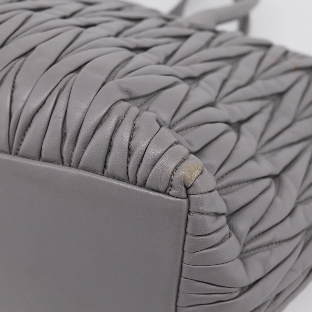 Miu Miu Matelasse Hand Bag Leather 2way Gray Gold Tone Auth ep16690V