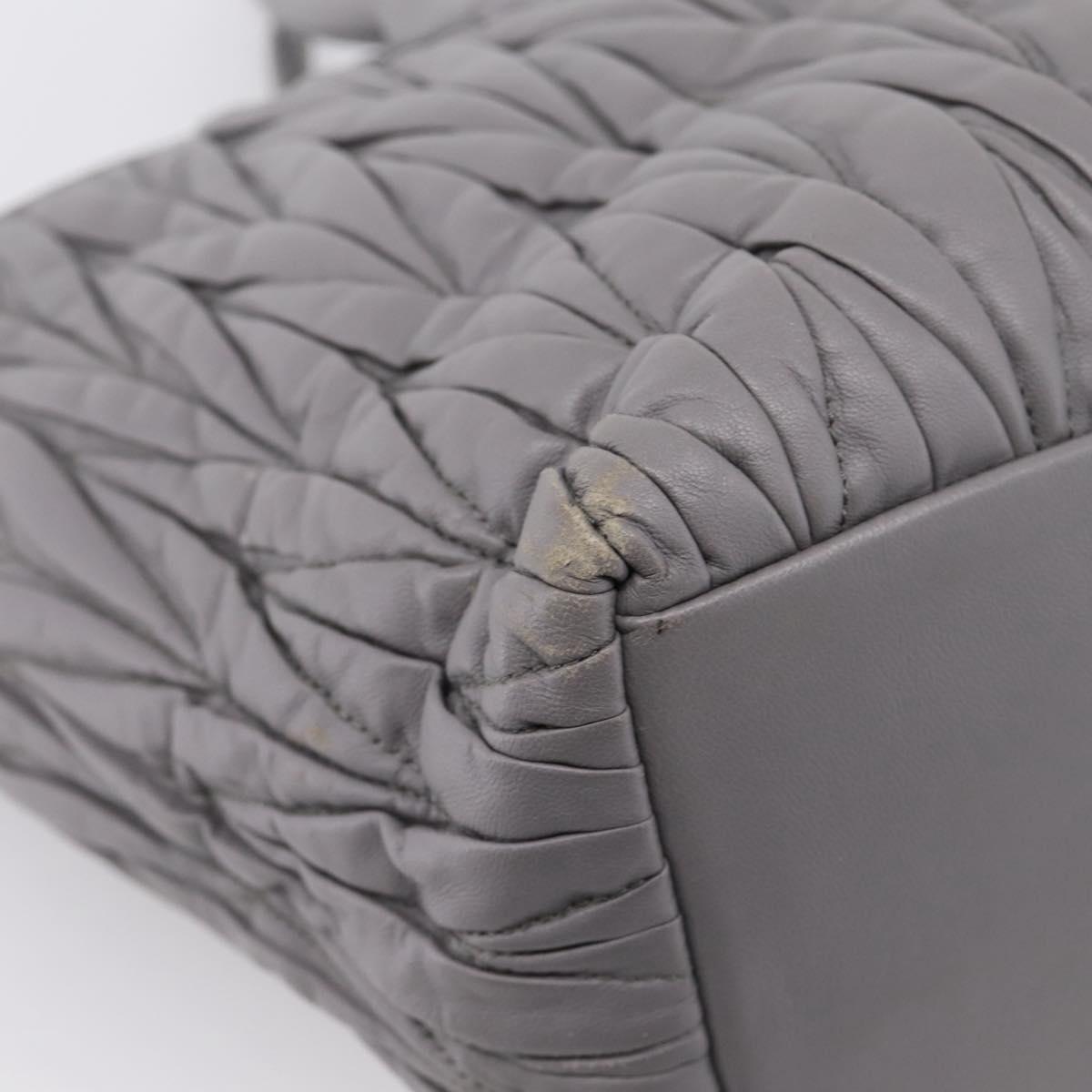 Miu Miu Matelasse Hand Bag Leather 2way Gray Gold Tone Auth ep16690V