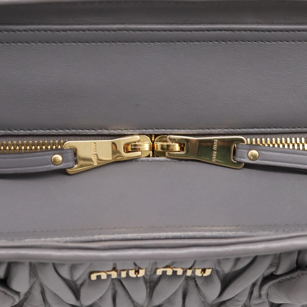 Miu Miu Matelasse Hand Bag Leather 2way Gray Gold Tone Auth ep16690V