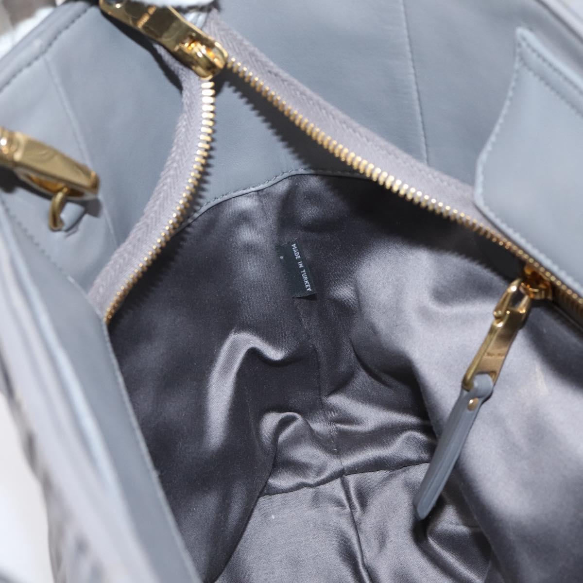 Miu Miu Matelasse Hand Bag Leather 2way Gray Gold Tone Auth ep16690V