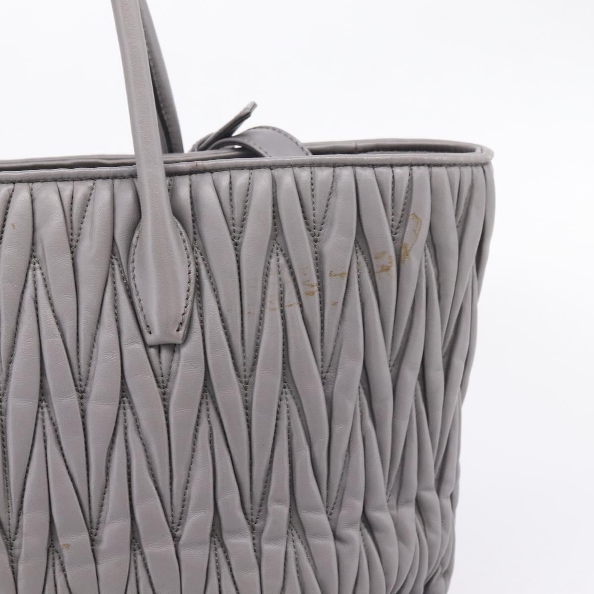 Miu Miu Matelasse Hand Bag Leather 2way Gray Gold Tone Auth ep16690V