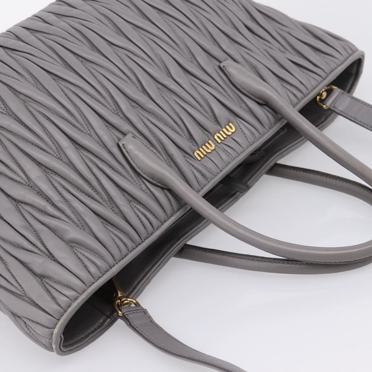Miu Miu Matelasse Hand Bag Leather 2way Gray Gold Tone Auth ep16690V