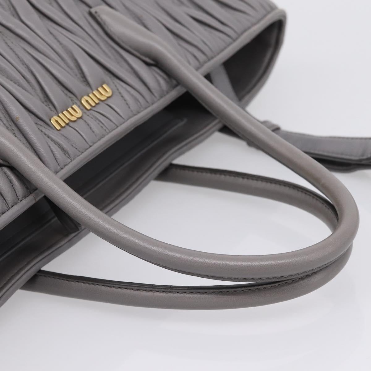 Miu Miu Matelasse Hand Bag Leather 2way Gray Gold Tone Auth ep16690V