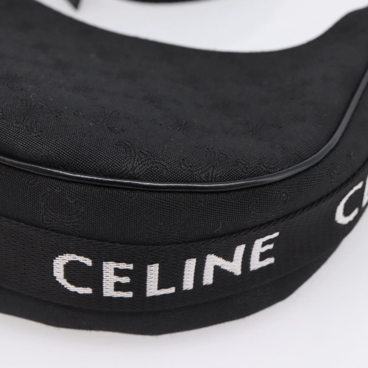CELINE Ava Medium Shoulder Bag Canvas Black Silver Auth ep16692M
