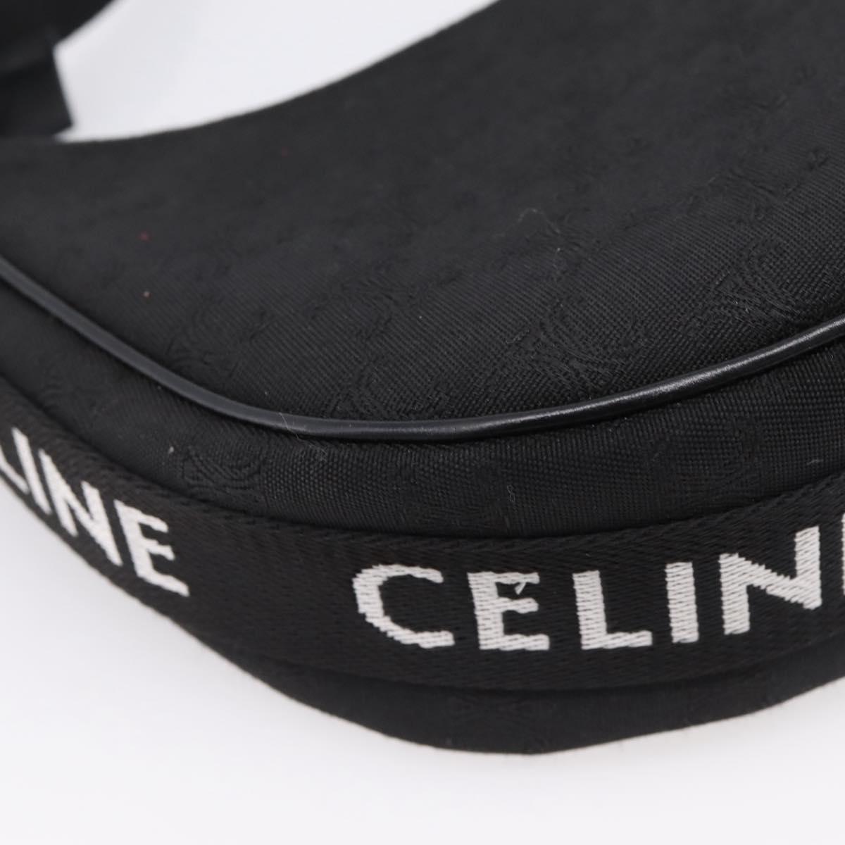 CELINE Ava Medium Shoulder Bag Canvas Black Silver Auth ep16692M