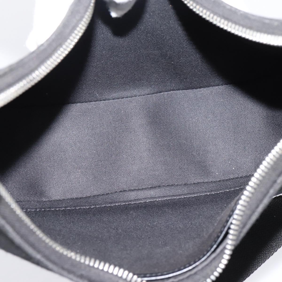 CELINE Ava Medium Shoulder Bag Canvas Black Silver Auth ep16692M