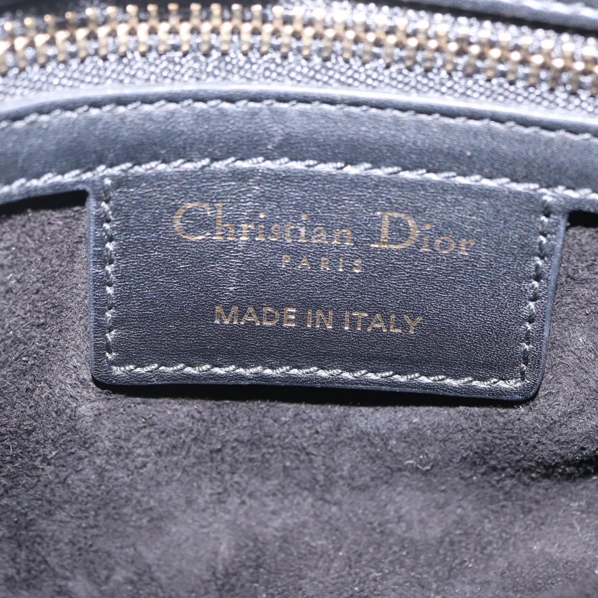 Christian Dior Saddle Shoulder Bag Leather Black Gold Tone Auth ep16697M