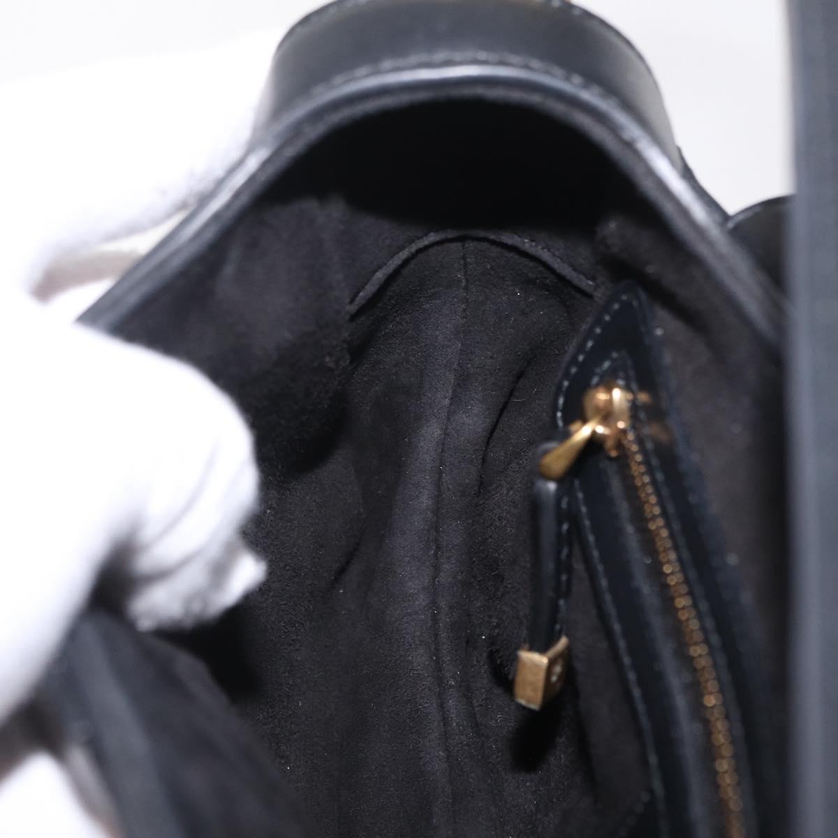 Christian Dior Saddle Shoulder Bag Leather Black Gold Tone Auth ep16697M