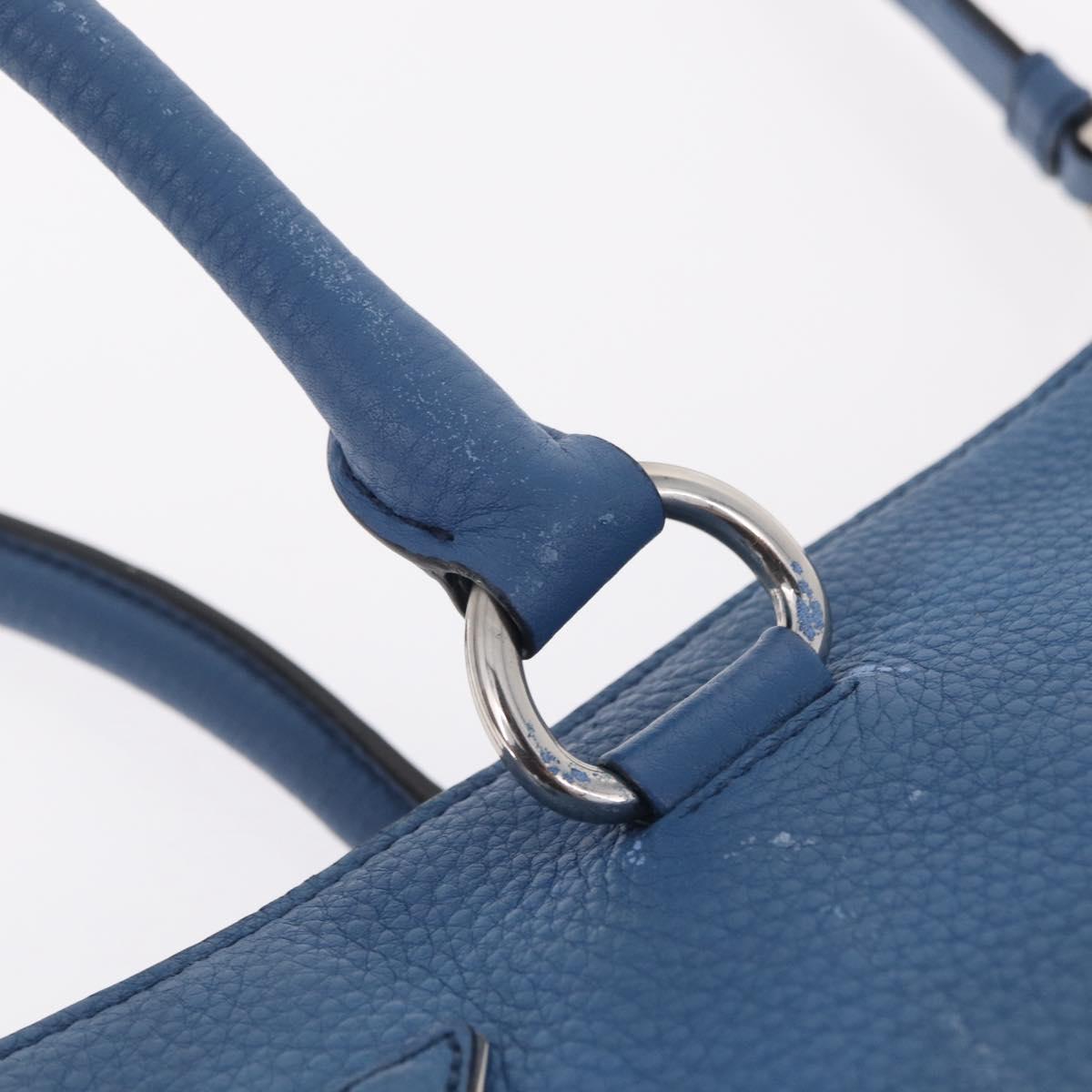PRADA Tote Bag Leather 2way Blue Silver Auth ep16699V