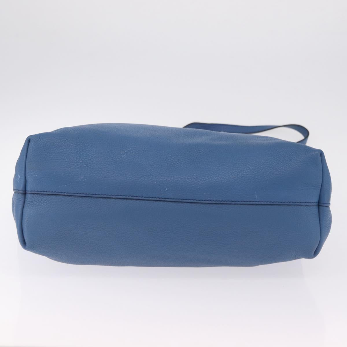 PRADA Tote Bag Leather 2way Blue Silver Auth ep16699V
